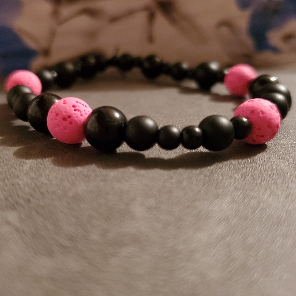 Pink and black bracelet
